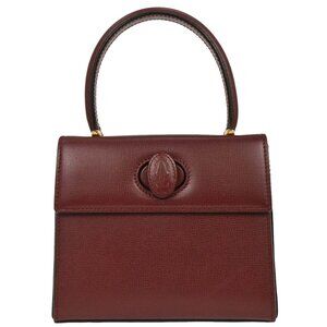 Cartier Bordeaux Leather Handbag C26 166566